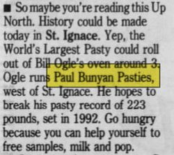 Paul Bunyan Pasties - May 1994 Article (newer photo)